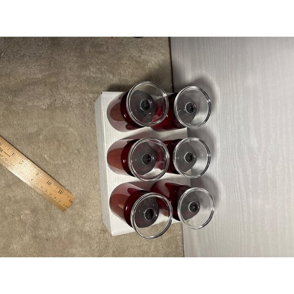 4 Vintage Ruby Red Glass Dessert Sherbet Bowls With Clear Pedestal Base France - Picture 11 of 14